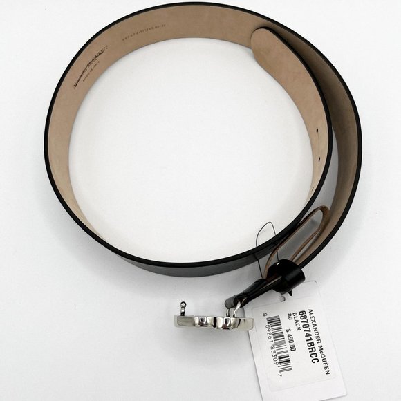 Alexander MCQUEEN Seal Buckle 40mm Wide Leather Belt - Picture 3 of 7